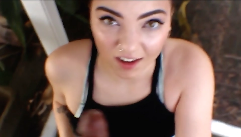 Ebony teen gets a handjob after her big black cock