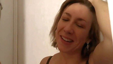 Amateur milf get a blowjob and swallow her stepbro's cum