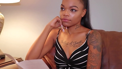 Amateur video with a hot brunette with a tattoo on her pussy