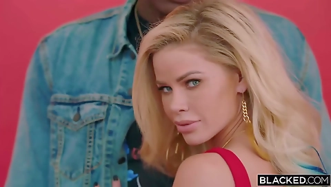 Brunette blonde sucks big cock and gets a cum shot on her body