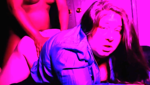 Fat brunette with a big ass and big boobs sucking the gush