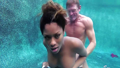 Busty ebony blonde enjoys a great sex with her black cock