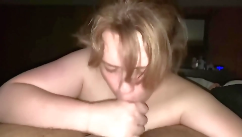 Tattooed blonde milf with a tight throat has oral sex