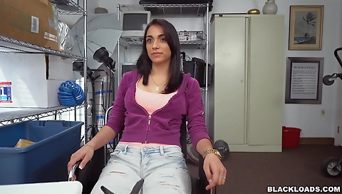 Brunette babe gets her pussy deep throated by a big cock