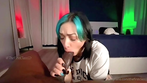 Amateur tattooed blonde takes a huge dick from behind