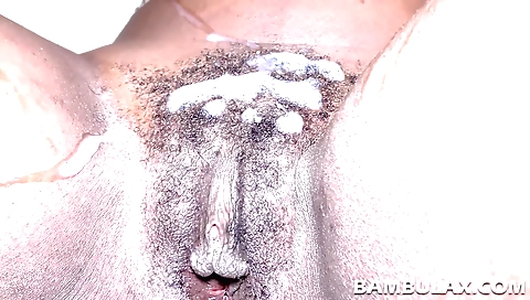 Ebony black girl and a sexy black man are doing a hardcore pov