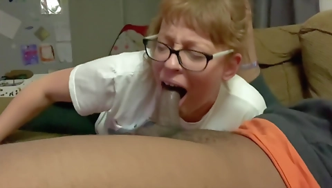 Old dude fucks his young bride in a deepthroating and creampie