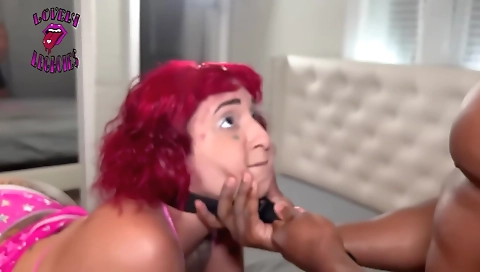 Redhead in a tight anal movie with two interracial lovers