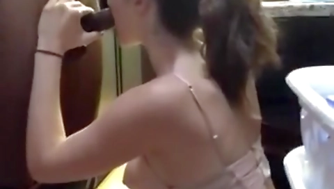 Amateur interracial video with a teen 18+ in a kitchen