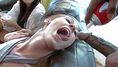 Busty interracial sluts get fucked in a group scene