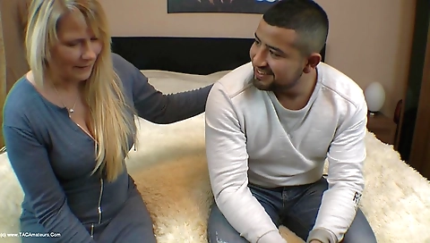 Blonde milf gets fucked and boned in her stepdad's house