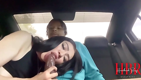 Latina with a big ass sucks and rides a dick in the car